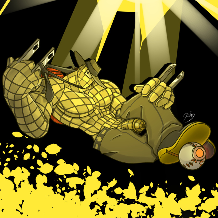 cowboy_hat detailed_background grid_(lethal_league) hat lethal_league lying male muscular not_furry penis rolz solo