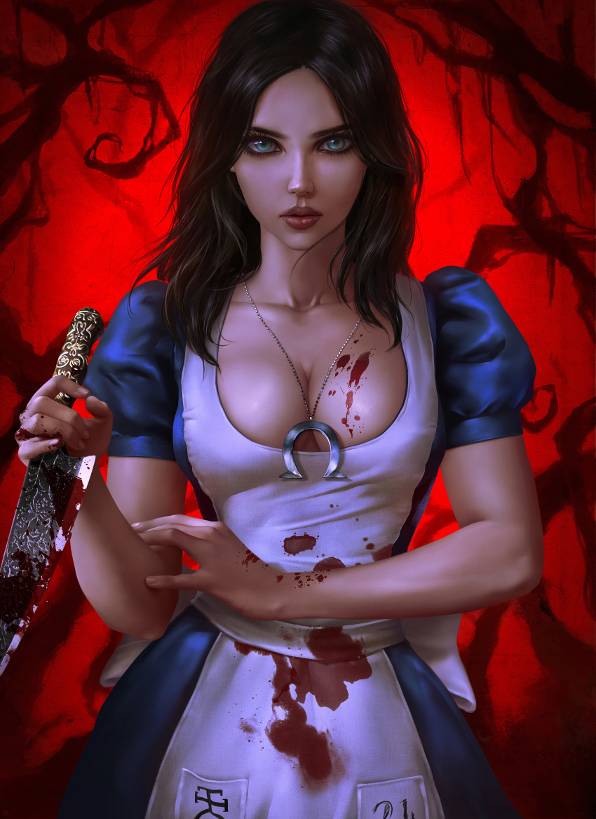 alice:_madness_returns alice_(alice:_madness_returns) blood cleavage dress logan_cure weapon