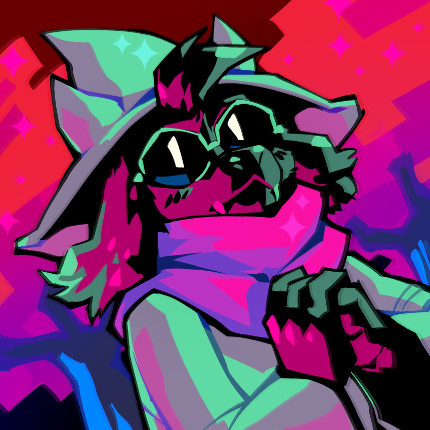 2018 caprine deltarune eyewear fangs glasses goat hat krooked_glasses mammal ralsei restricted_palette scarf video_games