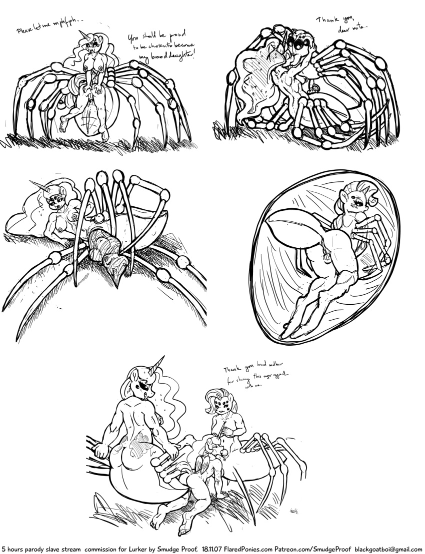 anus arachnid arthropod drider female female/female friendship_is_magic grotesque incest muscular my_little_pony princess_celestia_(mlp) princess_luna_(mlp) pussy rarity_(mlp) sketch smudge_proof spider transformation