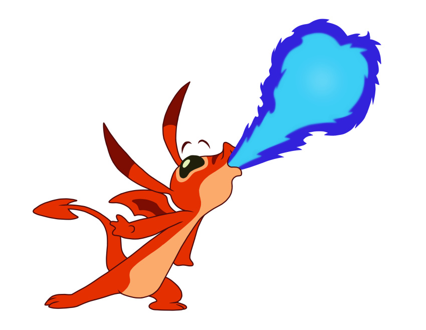 2018 3_toes 4_fingers alien alpha_channel blue_fire color_edit colored digital_media_(artwork) dipstick_ears disney edit experiment_(species) facial_markings fire fire_breathing flat_colors hi_res lilo_and_stitch markings martoon melty_(lilo_&amp;_stitch) piranhartist red_body simple_background solo spade_tail toes transparent_background wings