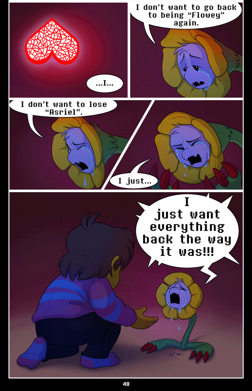 absolutedream animated comic crying dialogue english_text flora_fauna flowey_the_flower human mammal plant protagonist_(undertale) pulsating tears text undertale video_games