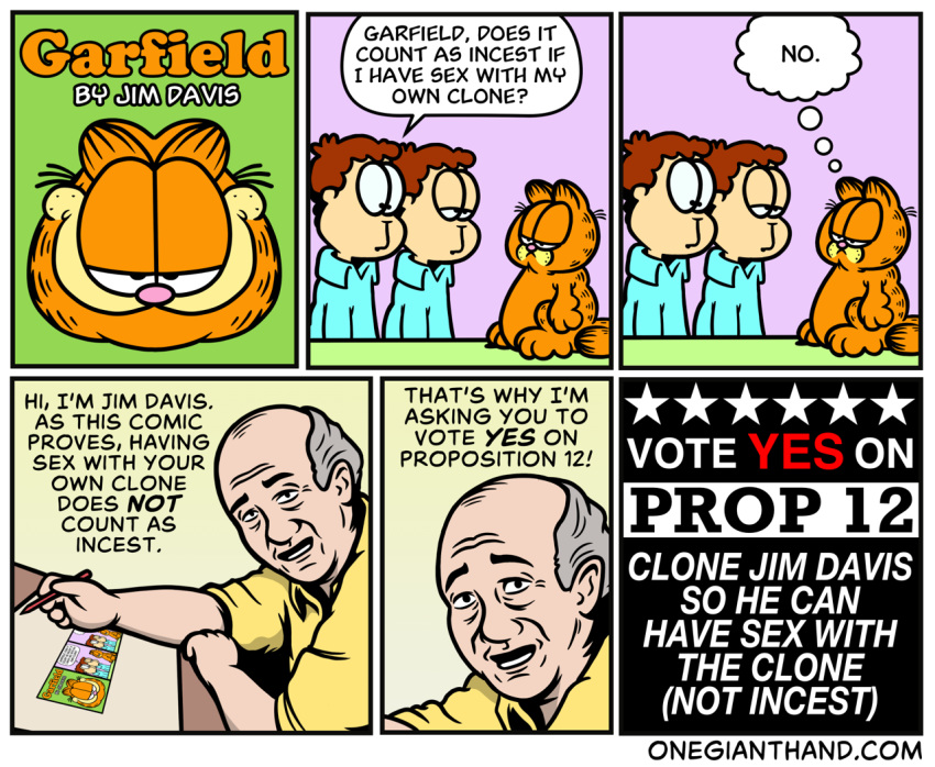 cat clone comic english_text feline fur garfield garfield_(series) human humor jon_arbuckle mammal onegianthand orange_fur pencil_(disambiguation) speech_bubble text