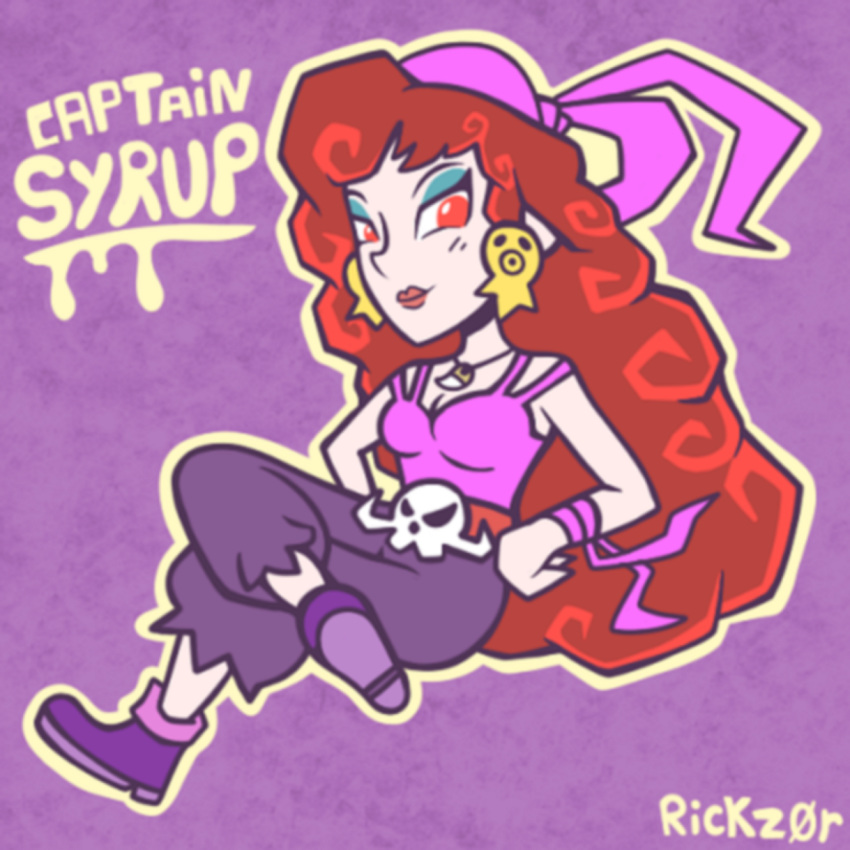 arettes bandanna captain_syrup lips make make_up nintendo pants pirate red_eyes red_hair shoes tagme up warioland