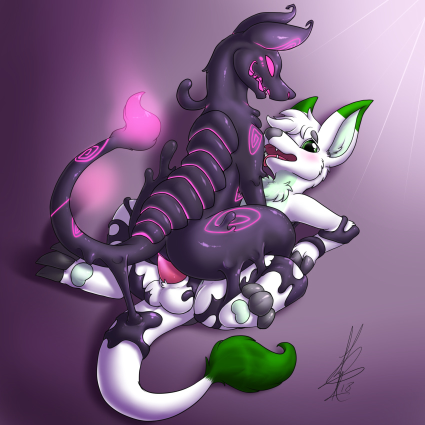 balls bori corruption duo female feral goo_creature green_eyes hi_res male male/female mammal neopets penetration penis purple_background sex shikaro simple_background slime tapering_penis transformation transformation_through_sex vaginal vaginal_penetration wraith