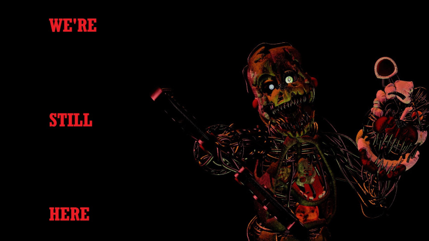 3d_(artwork) claws digital_media_(artwork) english_text five_nights_at_freddy's five_nights_at_freddy's_2 hybrid lefty_(fnaf) looking_at_viewer machine marionette_(fnaf) molten_freddy_(fnaf) nightmare_fuel robot scrap_baby_(fnaf) scraptrap_(fnaf) solo source_filmmaker text video_games yaboiscout