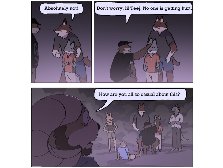 anthro asian_small-clawed_otter beard bighorn_sheep black_clothing bovid canada_lynx canid canine canis caprine carl_hendricks chase_hunter clothed clothing comic dialogue echo_(game) echo_(series) echo_project facial_hair felid feline female flynn_moore fox gila_monster group hand_on_head headpat helodermatid hi_res horn jenna_begay kit_fox leo_alvarez lizard lontra lynx male mammal mustelid night north_american_river_otter otter outside phwog red_wolf reptile river_otter scalie sheep speech_bubble sydney_bronson tj_hess true_fox wolf