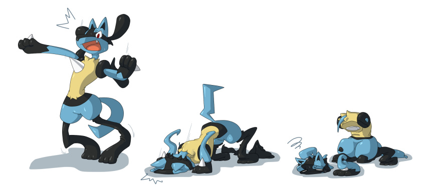 2013 broken dlrowdog falling lucario nintendo pok&eacute;mon pok&eacute;mon_(species) red_eyes sweat trip video_games