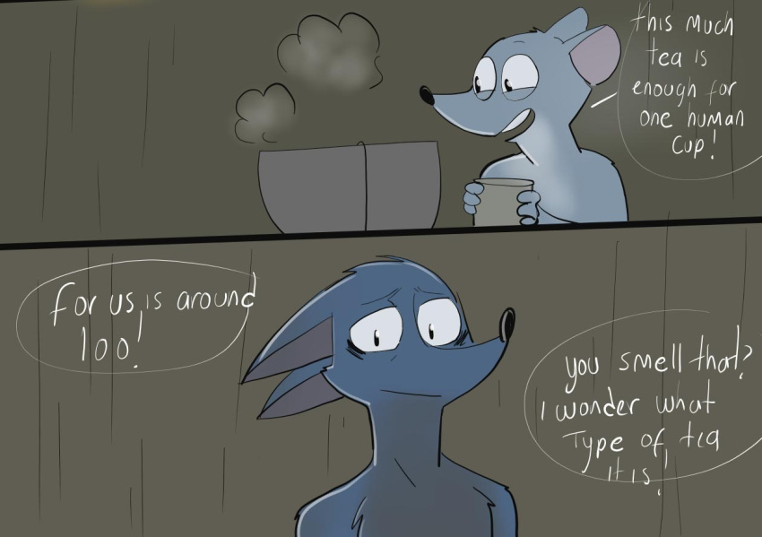 anthro bat beverage comic cup dialogue duo happy inside lary_(yinller) mammal montimer_(yinller) mouse open_mouth rodent smile tea tree yinller