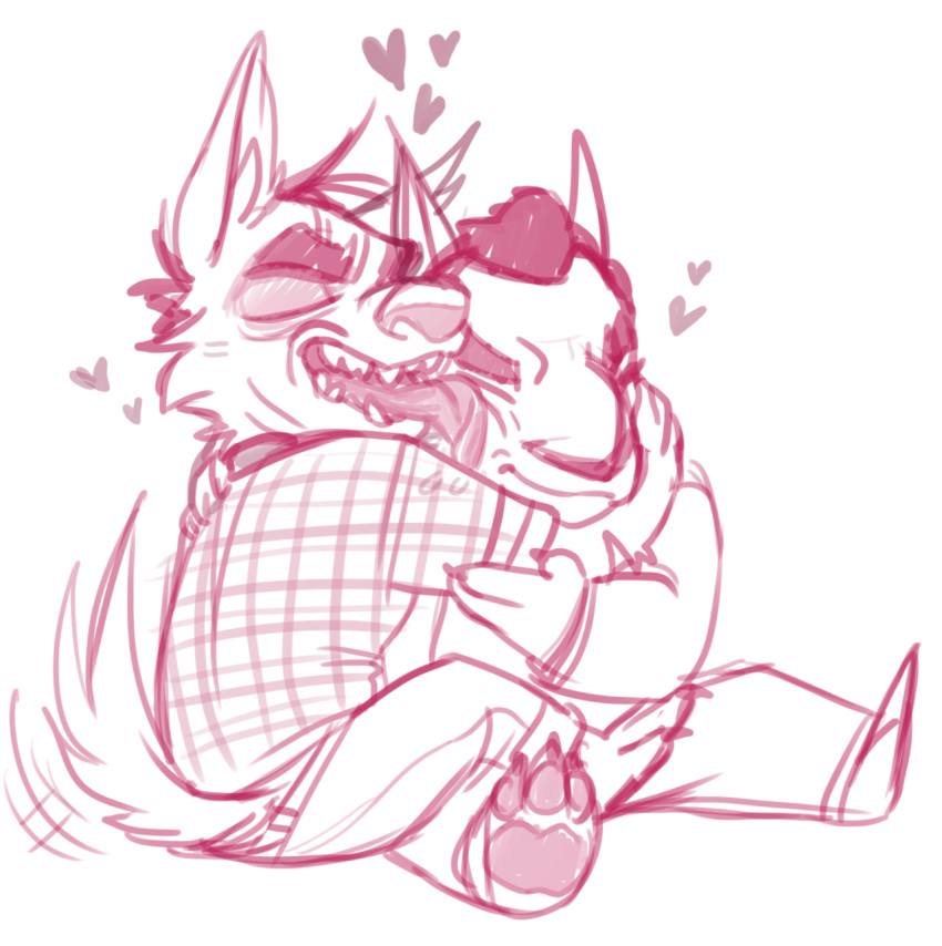 &lt;3 alternate_species canine clothed clothing cuddling dingo flying-shark-reactivated furrification grand_theft_auto grand_theft_auto_v licking male male/male mammal michael_de_santa rockstar_games romantic_couple tongue tongue_out trevor_philips video_games
