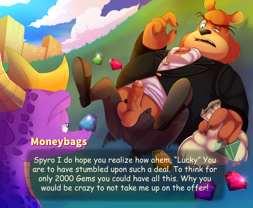 balls bear dragon enookie humanoid_penis male male/male mammal moneybags_(spyro) obese overweight penis prostitution spyro spyro_the_dragon video_games