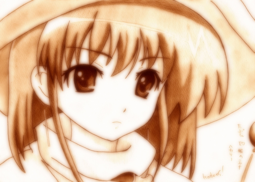 bad_id bad_pixiv_id godees hat hecate highres monochrome shakugan_no_shana short_hair solo