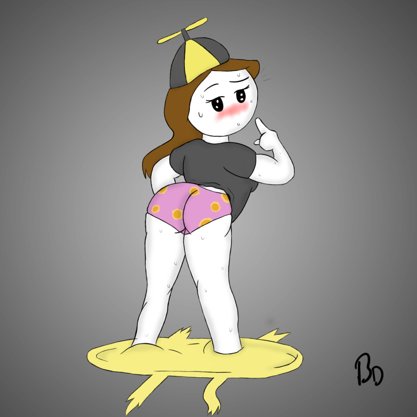 bootydox clothed clothing embarrassed female hat hi_res humanoid let_me_explain_studios not_furry panties pants_down partially_clothed pink_panties public rebecca_parham shirt solo t-shirt underwear youtuber