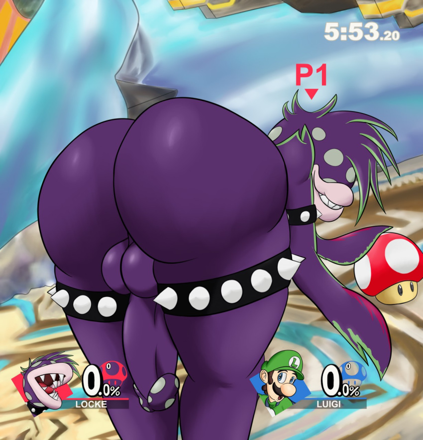 balls bent_over big_butt butt fan_character flora_fauna girly goth hal_laboratory invalid_color invalid_tag locke_(r-a-s-p) luigi male male/male mario_bros mohawk mushroom nintendo nude penis piranha_plant plant player_one r-a-s-p_(artist) smile stairfacts super_smash_bros_ultimate timer video_games wide_hips