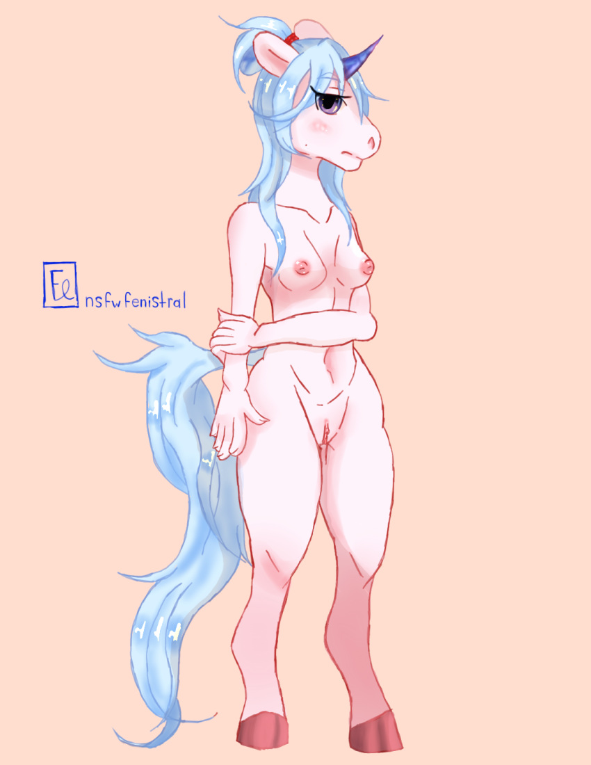 anthro breasts equine female fenistral horn mammal nipples nsfwfenistral pussy solo unicorn