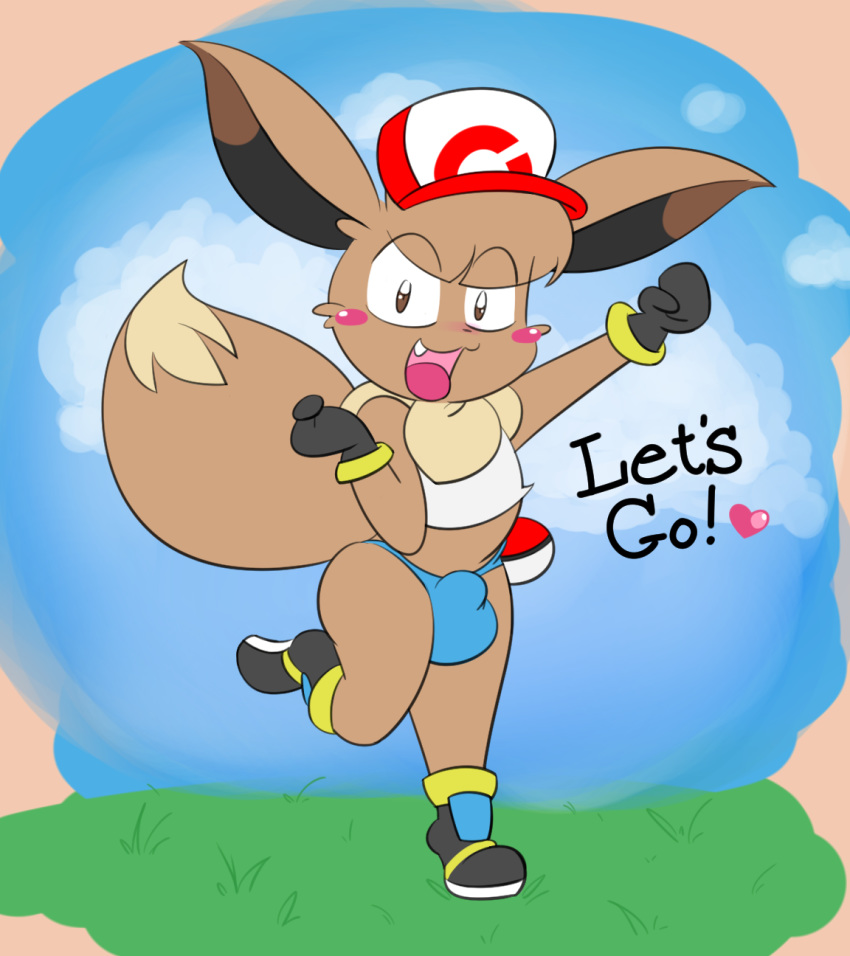 anthro bulge chibi clothing eevee male nintendo penis_outline pok&eacute;mon pok&eacute;mon:_let's_go pok&eacute;mon_(species) psyredtails solo thong video_games