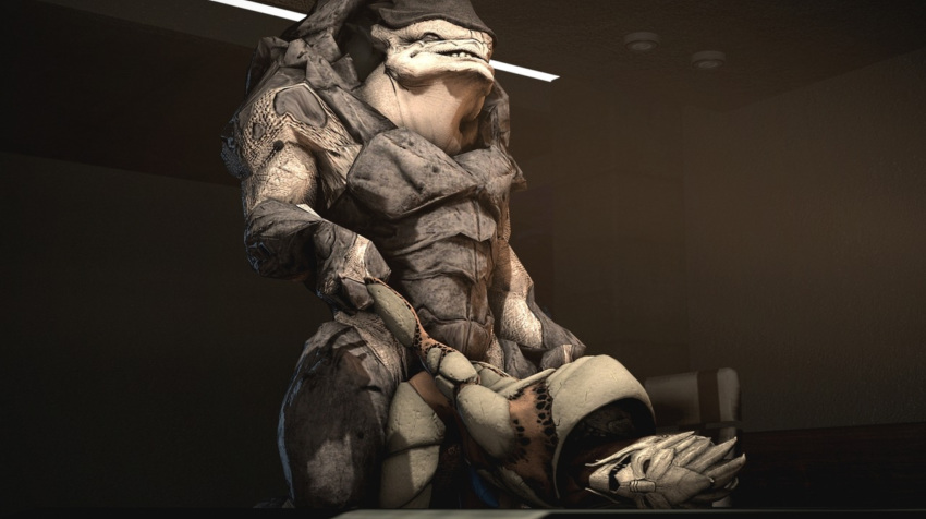 alien anal anal_penetration arm_grab bent_over cigar domination eradossfm holding_arms krogan male male/male male_dominating mass_effect muscular muscular_male penetration prison_guard_position submissive_male turian video_games
