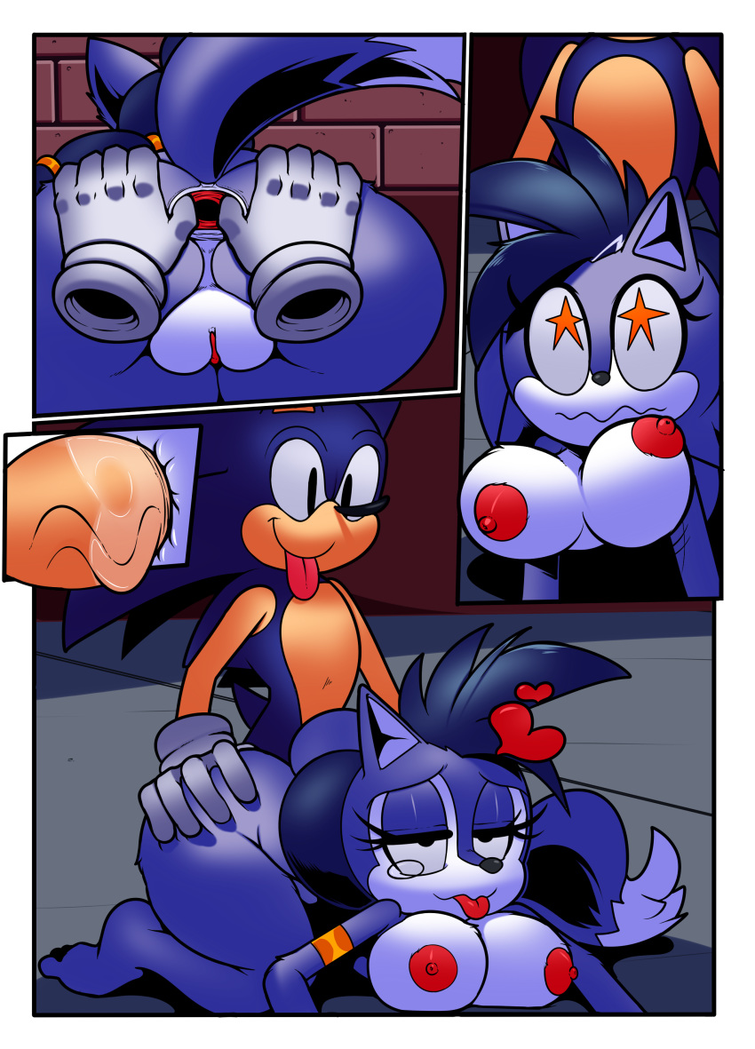 anal anal_penetration anal_stretching big_breasts big_penis breasts canine cloudz comic dreamcastzx1 female hedgehog huge_breasts huge_penis lupe_the_wolf male mammal penetration penis sonic_(series) sonic_the_hedgehog star_eyes wolf