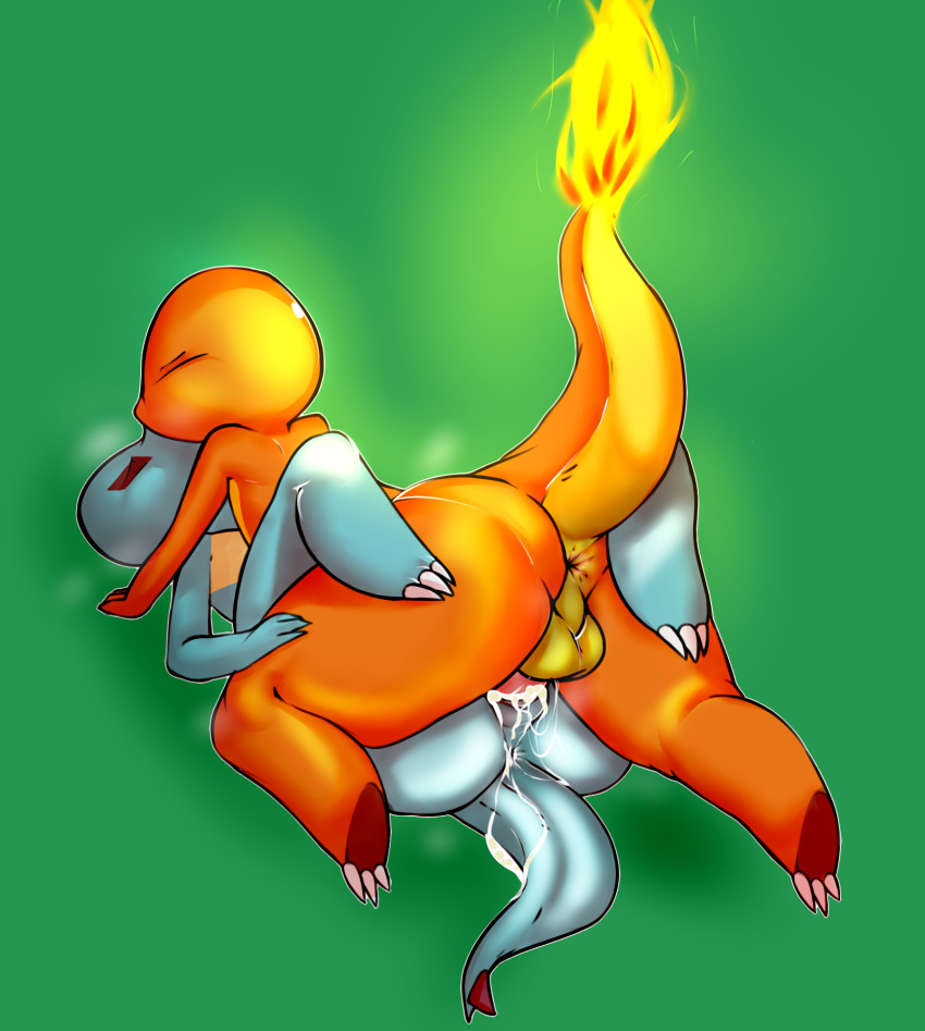 2014 anthro anthrofied anus backsack balls barefoot blue_scales butt charmander claws crocodilian cum cum_in_pussy cum_inside digital_media_(artwork) duo erection eyes_closed female fire flaming_tail green_background hi_res kingofacesx kissing lying male male/female male_penetrating missionary_position nintendo nude on_back on_top orange_scales orgasm penetration penis pok&eacute;mon pok&eacute;mon_(species) pok&eacute;morph pussy reptile scales scalie sex sharp_claws simple_background toe_claws totodile vaginal vaginal_penetration video_games