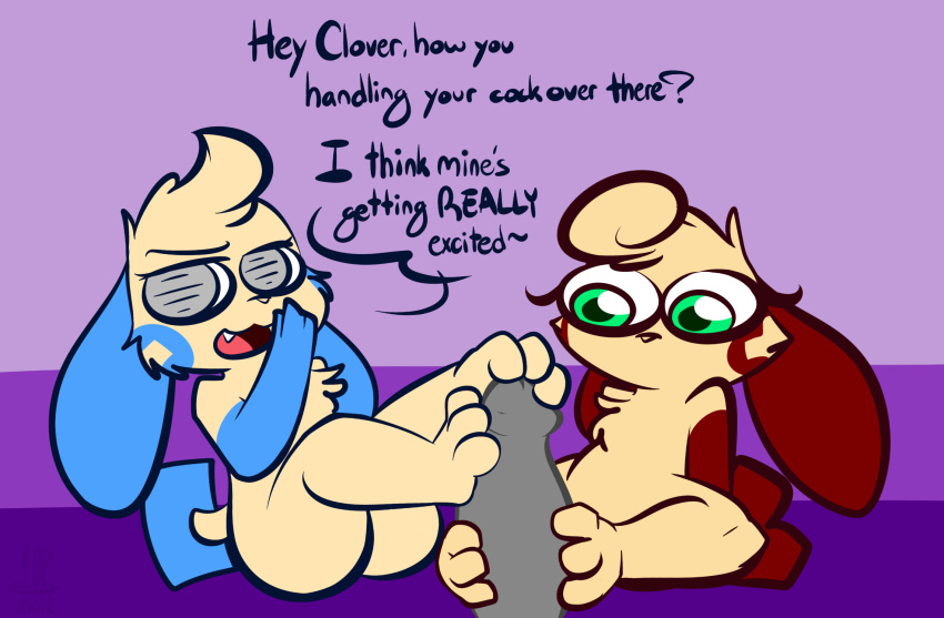 1-upclock 3_toes anthro blind clover_(1-upclock) double_footjob english_text erection fan_character feet female foot_fetish footjob group group_sex hi_res humanoid_penis kelly_(1-upclock) male male/female mammal minun mute nintendo open_mouth penis plusle pok&eacute;mon pok&eacute;mon_(species) rodent sex simple_background smile text threesome toes video_games