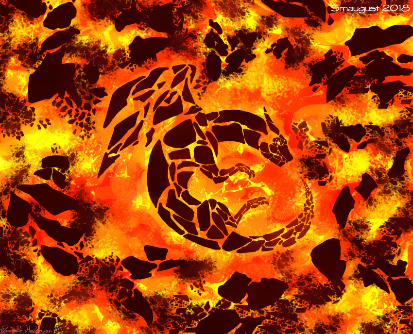 2018 digital_media_(artwork) dragon elemental elemental_dragon feral fire_elemental floverale-hellewen lava solo