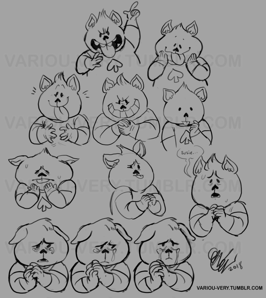 &spades; 2018 5_fingers :&lt; anthro biped black_and_white blep bust_portrait canine clothed clothing crying cub deltarune dialogue digital_drawing_(artwork) digital_media_(artwork) dog dot_eyes ears_back emanata english_text evil_grin expression_sheet frown fur fur_tuft gloves grey_background hand_on_face hands_together happy head_tuft hi_res humanoid_hands lancer_(deltarune) looking_aside looking_at_viewer looking_away male mammal monochrome multiple_poses naughty_face nervous open_frown open_mouth open_smile overweight overweight_male partially_colored portrait pose raised_arm sad shirt signature simple_background smile smirk smug solo spades speech_bubble suit_symbol surprise sweat tears teeth text thinking tongue tongue_out toony tuft url variou-very video_games watermark worried young