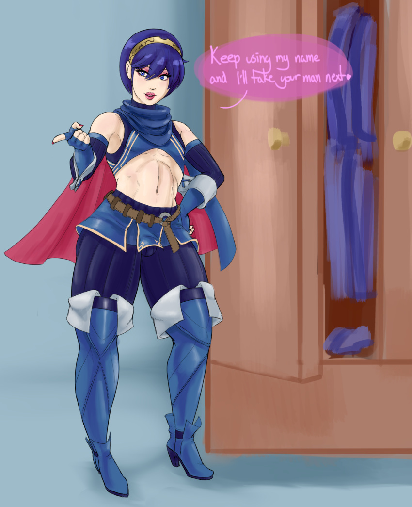 cosplay crossdressing femboy fire_emblem fire_emblem:_kakusei girly high_heels highres lucina lucina_(cosplay) marth nintendo short_hair trap wide_hips