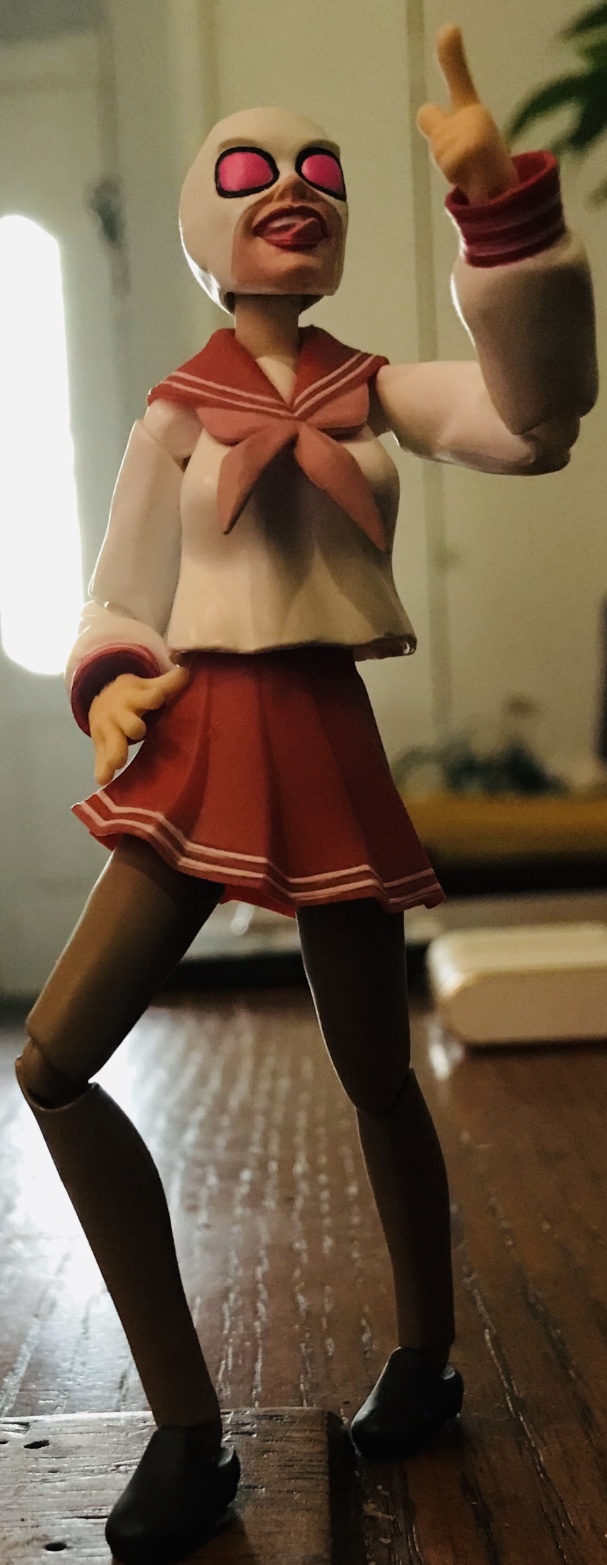 absurdres figma fusion gwenpool highres irl marvel mashup merchandise safe_for_work school_uniform sfw toy