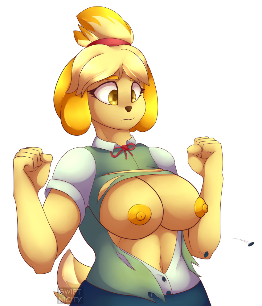 2019 alpha_channel animal_crossing anthro big_breasts breasts canid canine canis domestic_dog female hi_res isabelle_(animal_crossing) mammal nintendo shih_tzu simple_background swiftnicity transparent_background video_games