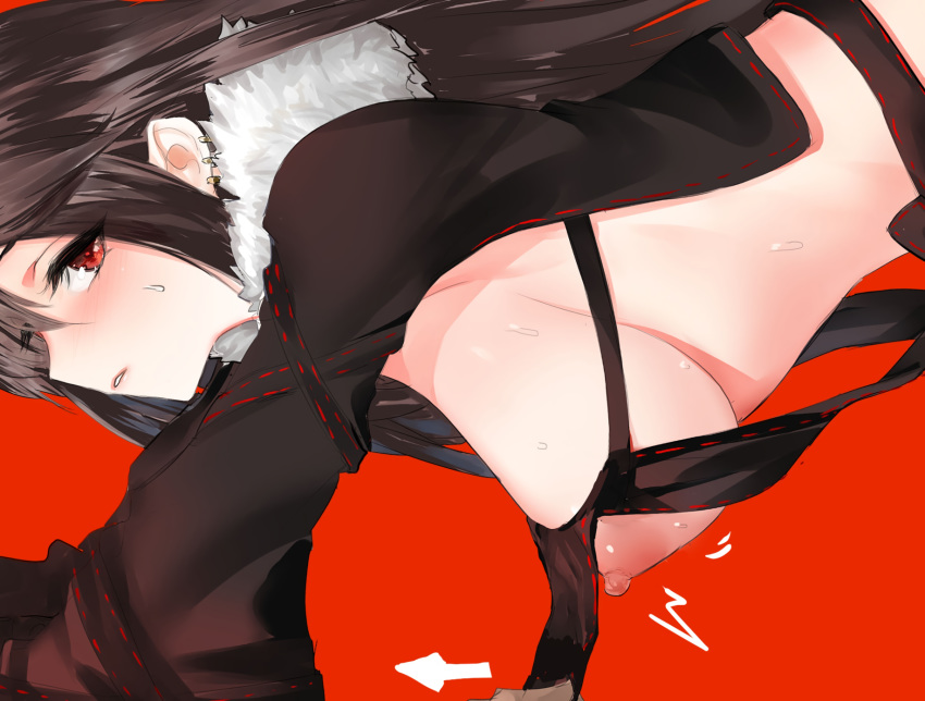 black_hair blush breasts consort_yu fate/grand_order fate_(series) long_hair nipples pd_(pdpdlv1) red red_eyes