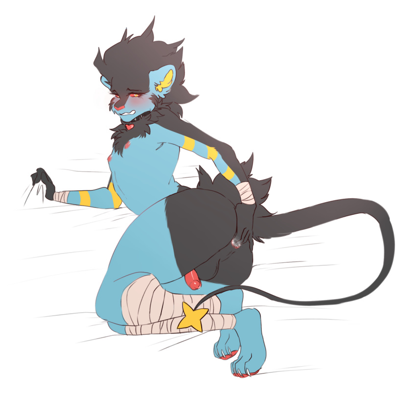 2019 anal anal_fingering anal_masturbation anthro balls black_fur blush butt cum digital_drawing_(artwork) digital_media_(artwork) fingering fingering_self fur fuzzy girly hi_res humanoid_penis luxray male masturbation nintendo nipples nude pawpads paws penis pok&eacute;mon pok&eacute;mon_(species) simple_background solo video_games wasabitea