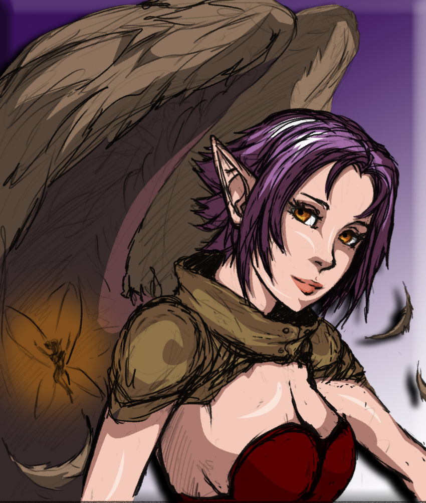 altavy_(altavy) animal_humanoid avian avian_humanoid bird bunny_and_fox_world clothed clothing fairy falcon falcon_humanoid feathers female hair hi_res humanoid pointy_ears purple_hair reddragonsyndicate wings yellow_eyes