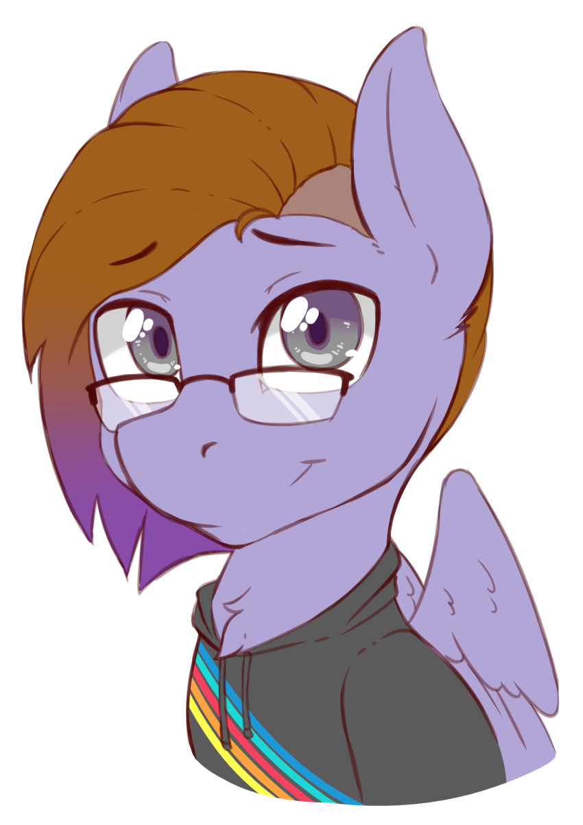 2019 absurd_res clothed clothing digital_media_(artwork) equid equine eyewear fan_character fearingfun fearingfun_(character) glasses hi_res looking_at_viewer male mammal my_little_pony pterippus simple_background solo white_background