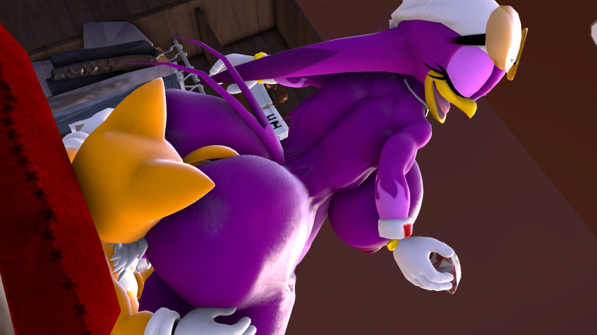 avian beak big_breasts big_butt bird blueapple breasts butt clothing facesitting female gloves hirundinid male male/female miles_prower nipples nude sonic_(series) sonic_riders swallow_(bird) thick_thighs wave_the_swallow