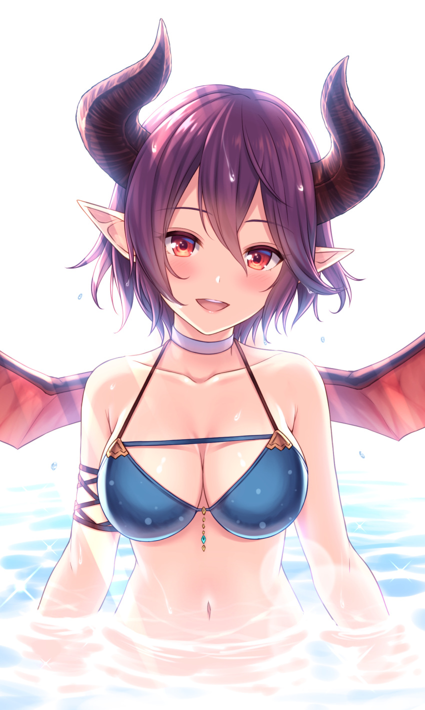 bikini grea_(shingeki_no_bahamut) horns pointy_ears shingeki_no_bahamut swimsuits tomo_(user_hes4085) wings
