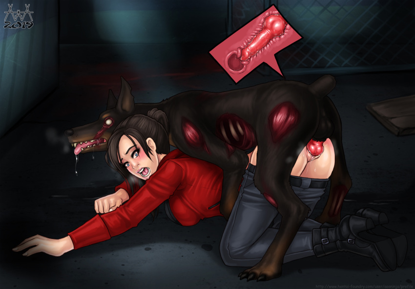 aaaninja all_fours animal_genitalia animal_penis balls bestiality butt canid canine canine_penis canis capcom claire_redfield domestic_dog duo erection female female_on_feral feral feral_penetrating_human from_behind_position hi_res human human_on_feral internal interspecies knot male male/female male_penetrating mammal penetration penis pussy resident_evil sex undead vaginal vaginal_penetration video_games zombie
