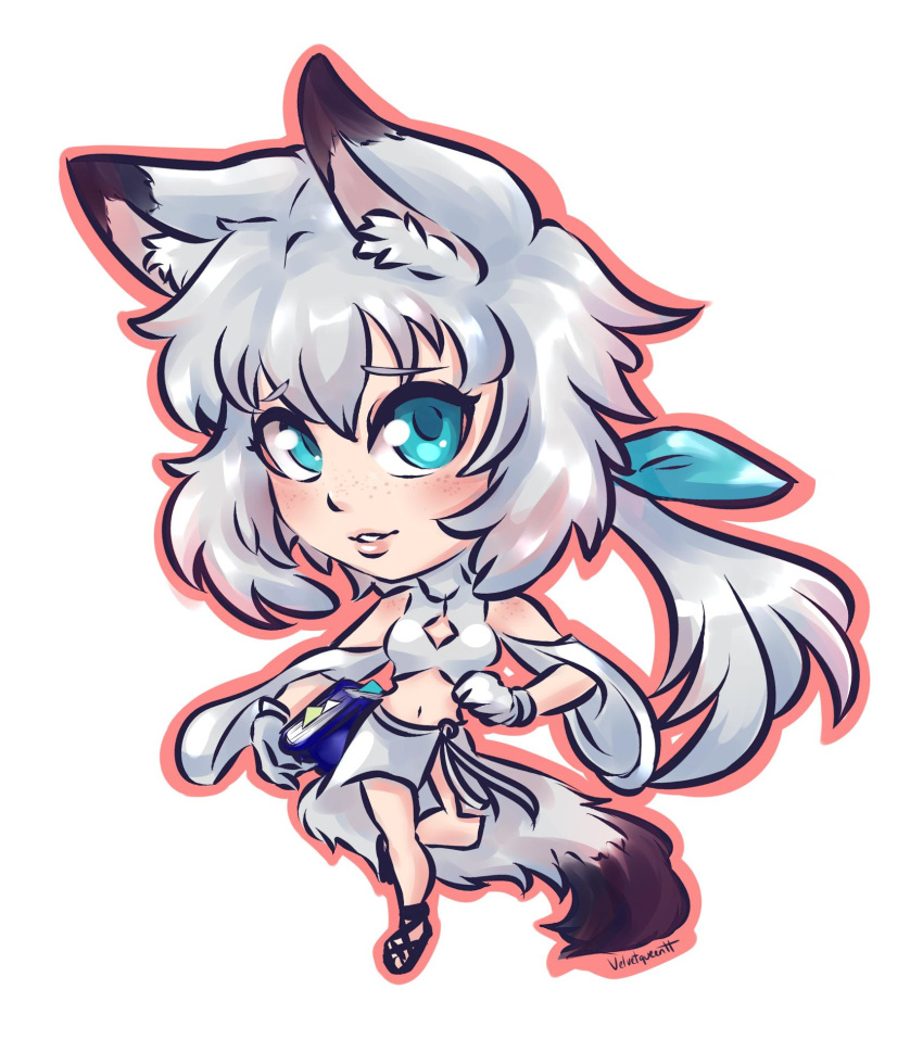 ania_(fu8) animal_humanoid arctic_fox bunny_and_fox_world canid canid_humanoid canine canine_humanoid clothed clothing female fox fox_humanoid fur hair hair_ribbon hi_res humanoid mammal ribbons velvetqueenh