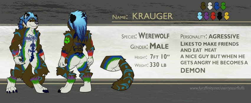 absurd_res anthro butt canid canine canis hi_res krauger male mammal model_sheet muscular muscular_male solo were werecanid werecanine werewolf wolf