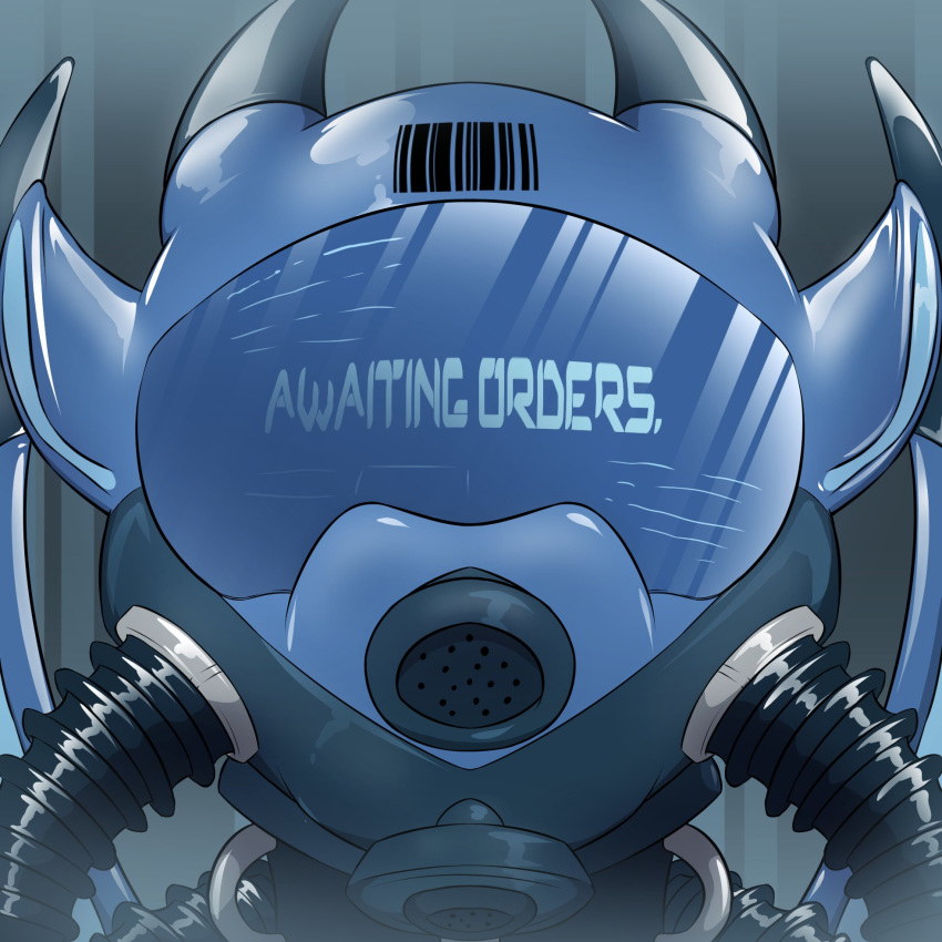 2017 barcode bound clothing digital_drawing_(artwork) digital_media_(artwork) dragon drone fur furred_dragon gas_mask helixjack hi_res mask portrait rubber seadragom_(character) simple_background solo