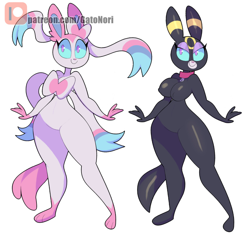 absurd_res anthro breasts costume eeveelution female half-closed_eyes hi_res nintendo norithecat pok&eacute;mon pok&eacute;mon_(species) ribbons solo standing sylveon video_games