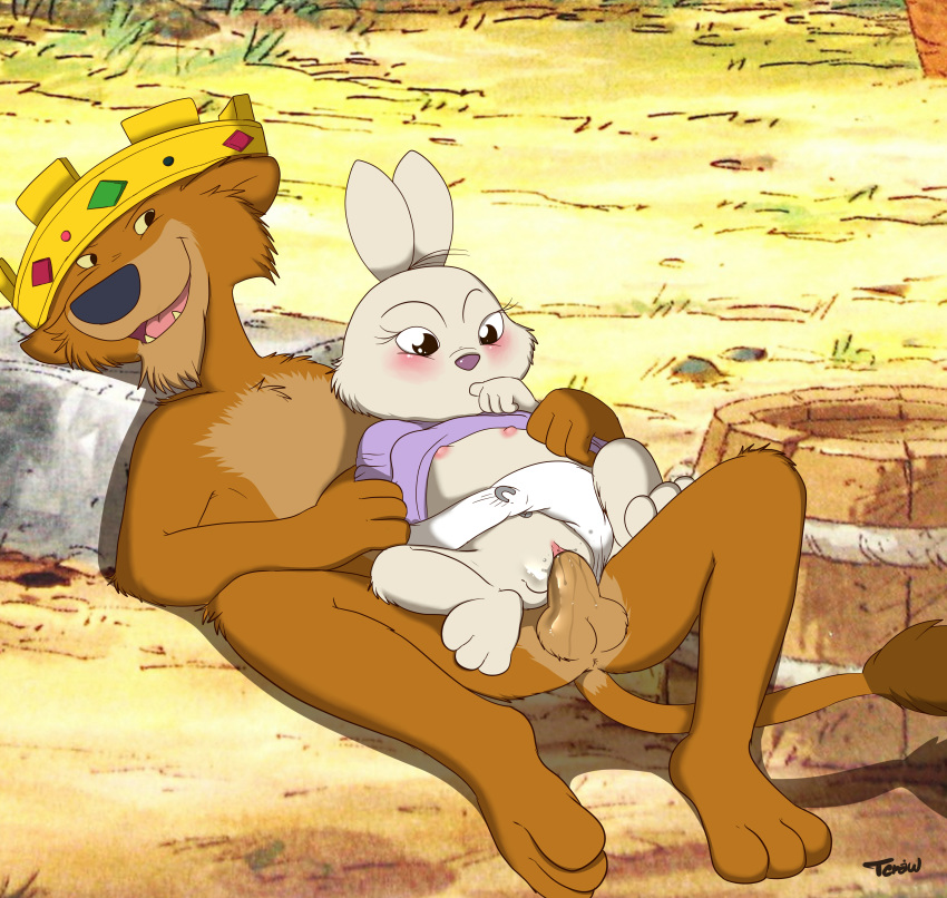 absurd_res age_difference blush cub diaper disney felid feline female hi_res lagomorph lion male male/female mammal pantherine penis prince_john pussy rabbit robin_hood_(disney) size_difference tagalong_(disney) tcraw toddler young