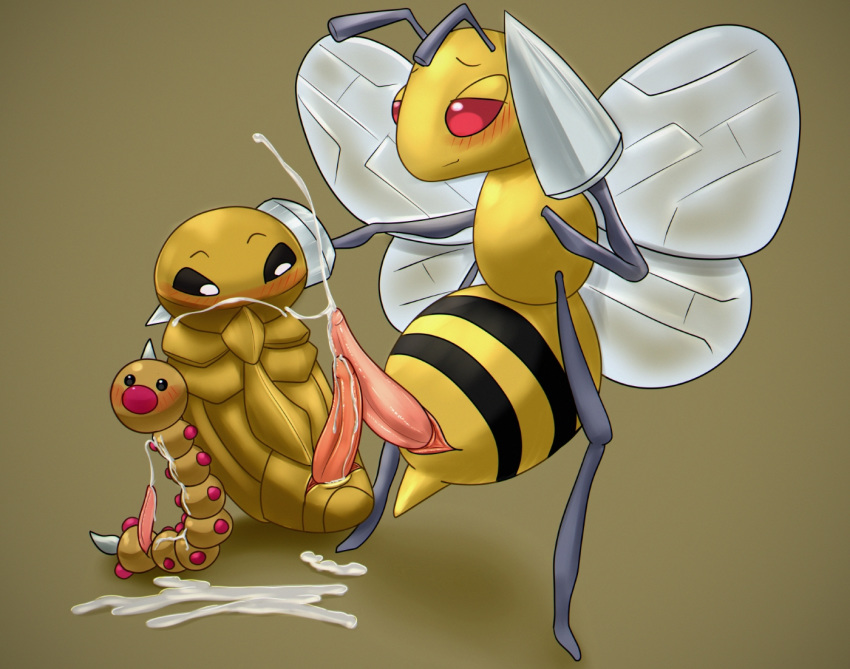 arthropod beedrill blush cum cum_on_self cumshot ejaculation frottage hymenopteran insect johawk kakuna male male/male nintendo orgasm penis pok&eacute;mon pok&eacute;mon_(species) sex simple_background tapering_penis video_games weedle