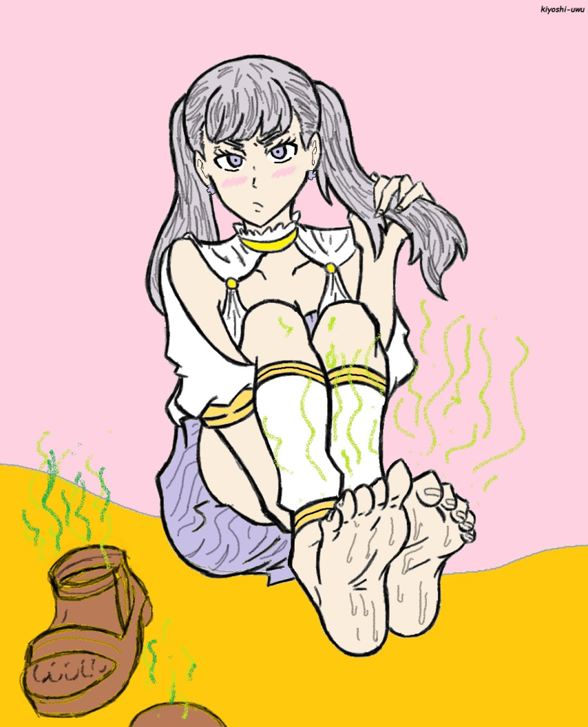 anime black_clover blackclover highres kiyoshi-uwu1 noelle noelle_silva smell smelly stink stinky sweat sweaty toes toes_spread