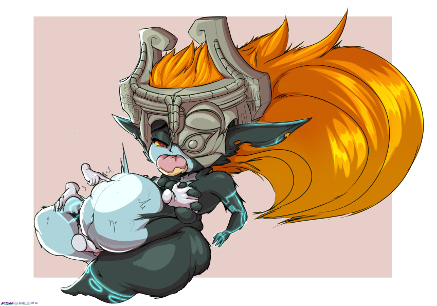 2019 absurd_res belly big_belly breasts digital_media_(artwork) female garuda_six hair hi_res humanoid imp looking_at_viewer midna nintendo nude overweight short_stack simple_background solo the_legend_of_zelda thick_thighs twilight_princess video_games wide_hips