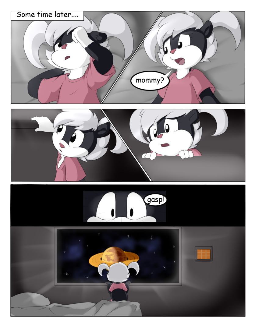 clothing comic female hi_res kidnapped killy00 mammal mephit mephitid pajamas sabrina_online skunk solo space tabitha_(sabrina_online)