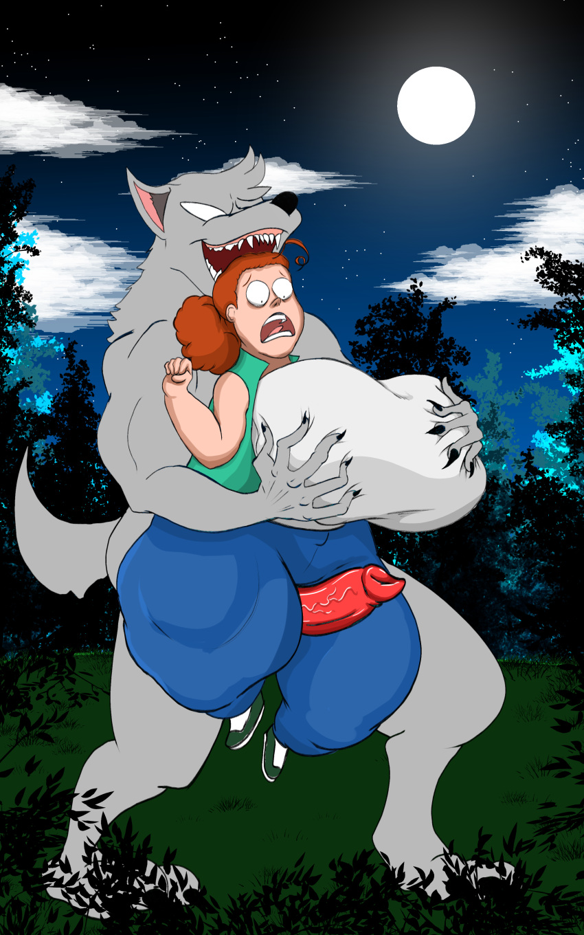 absurd_res anthro artybear big_penis breasts canid canine canis female hi_res human male male/female mammal open_mouth penis shelby wolf