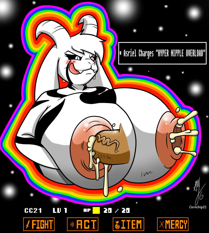 &lt;3 2016 anthro areola asriel_dreemurr asriel_dreemurr_(god_form) big_breasts black_sclera blush boss_monster bovid breasts caprine cornchip21 cricket-inc crossgender cum cum_in_nipples cum_inside digital_media_(artwork) duo erect_nipples erection female fur goat heart_marking hi_res horn huge_breasts human humanoid_penis hyper hyper_breasts long_ears male male/female mammal markings nipple_penetration nipples penetration penis sex smile solo_focus tongue tongue_out undertale video_games white_fur