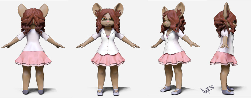 3d_(artwork) anthro clothed clothing digital_media_(artwork) female fur guayabajava hair hi_res mammal mouse rodent sculpture simple_background teeth white_background