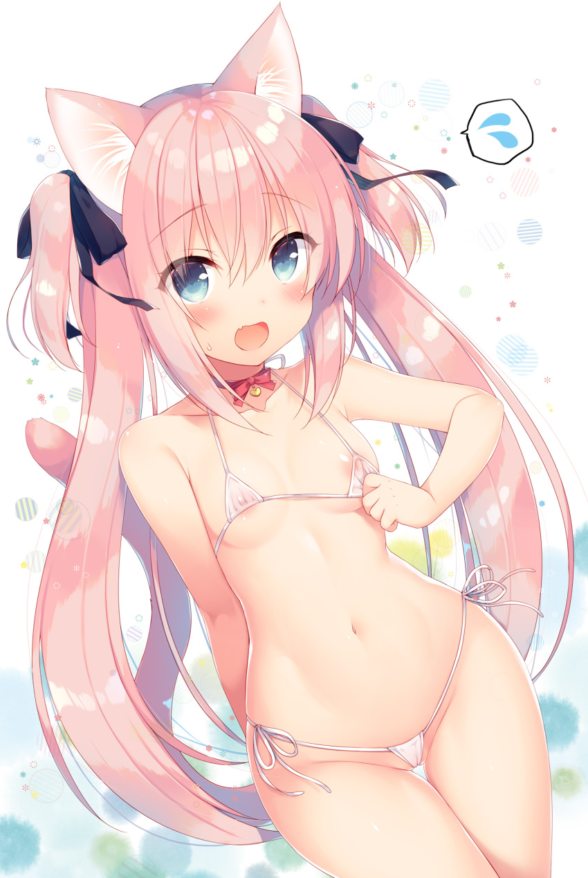 animal_ears areola bikini cameltoe ichiri nekomimi see_through swimsuits tail thong