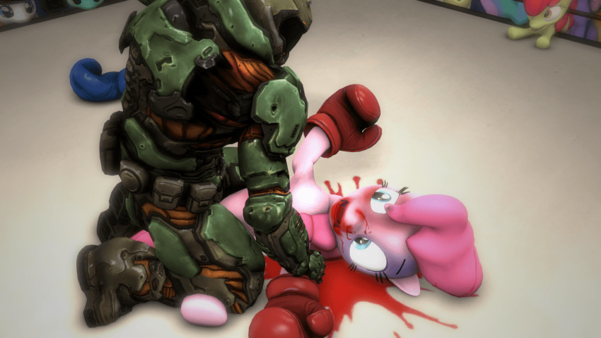 2019 3d_(artwork) animated apple_bloom_(mlp) armor blood boxing crossover digital_media_(artwork) doom doom_guy equid female fishimira friendship_is_magic group human mammal my_little_pony pinkie_pie_(mlp) punching sport video_games violence